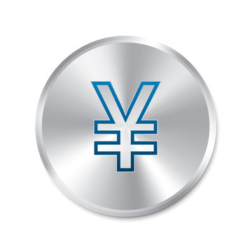 Yen Silver Sign. Isolated Currency Icon.