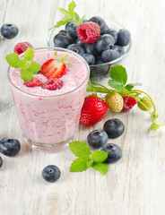 Raspberry smoothie with fresh berries