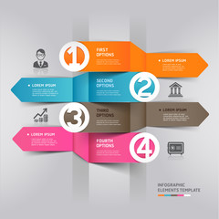 Abstract arrow infographics element origami style. Vector illust