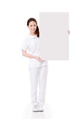 nurse with blank board