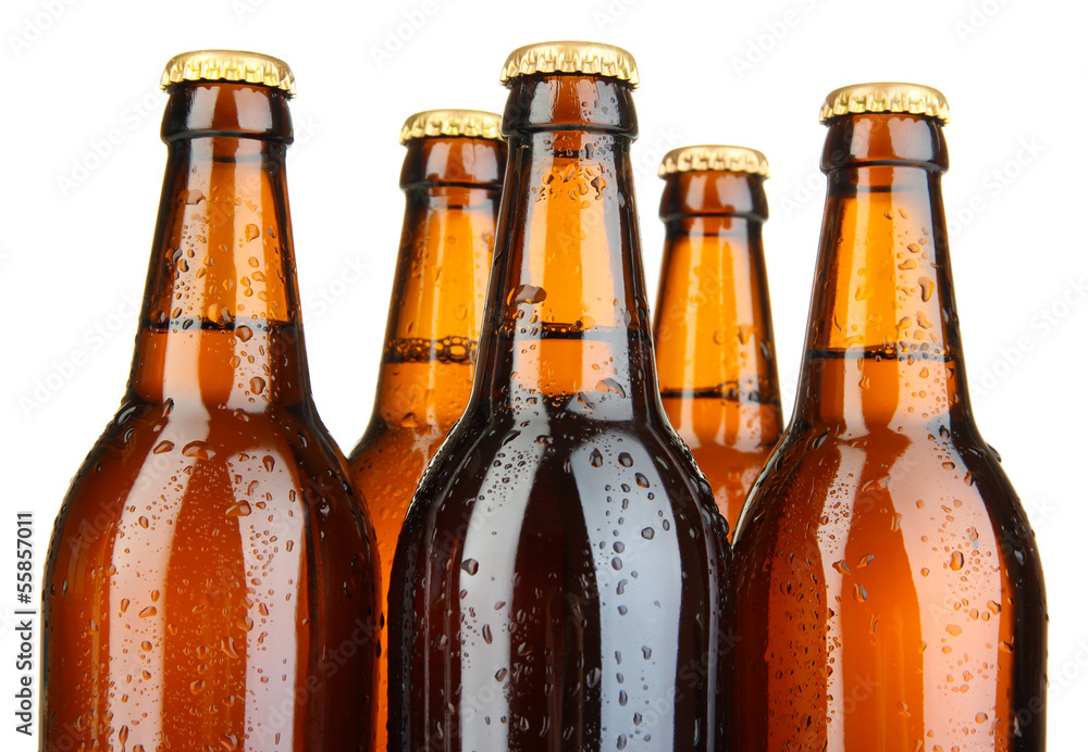 Canvas Prints beer bottles isolated on white