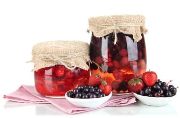 Home made berry jam isolated on white