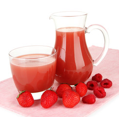 Delicious strawberry juice isolated on white
