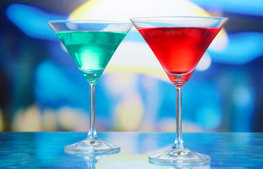 Cocktails on bright background