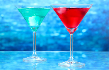 Cocktails on bright background
