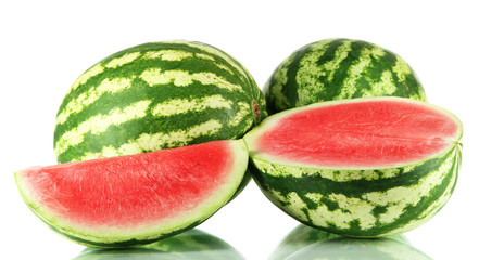 Ripe watermelons isolated on white