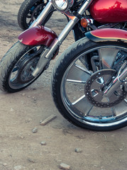 Motorbikes wheels closeup