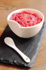 Beetroot and chickpea hummus dip