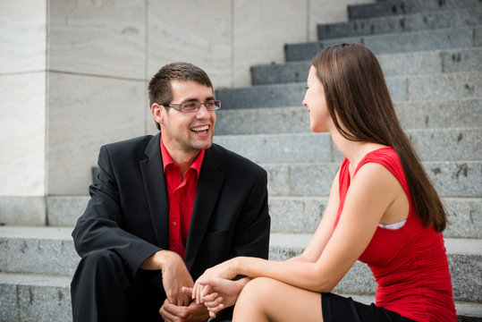 Business People Talking In Street