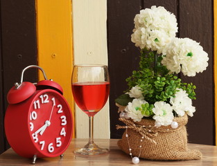 wine glass with flower