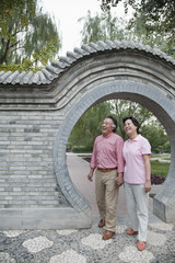 Mature couple walking in the park 