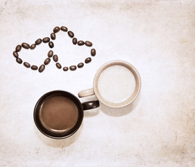 artwork  in grunge style,  coffee