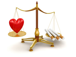 Justice Balance  with Cigarettes and Heart