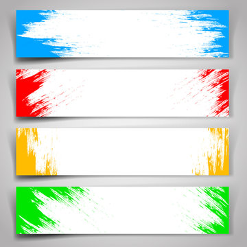 Set of banners of multcolor paint strokes.