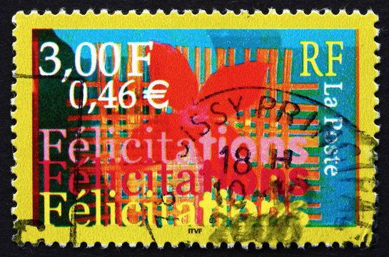 Postage stamp France 2000 Felicitations, Greeting Card