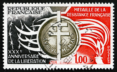 Postage stamp France 1974 Order of the French Resistance