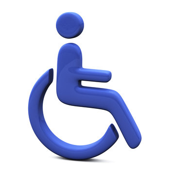 Blue handicap icon, 3d