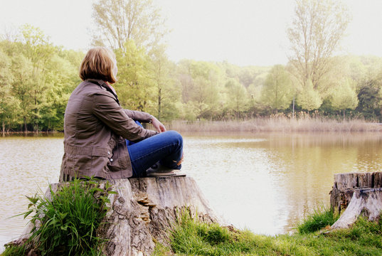 Young Woman At Lake