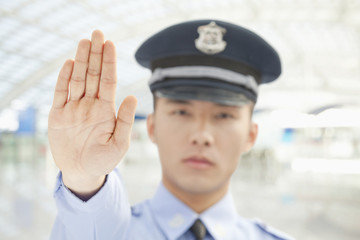 Police Officer Motioning to Stop