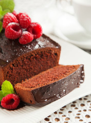 Chocolate loaf cake with chocolate frosting