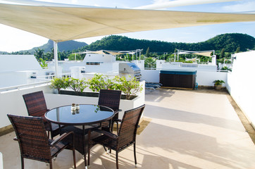 table for dinner on .terrace..