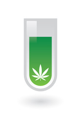 Chemical test tube with marijuana leaf icon