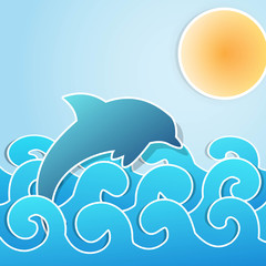Dolfijn die door golven springt