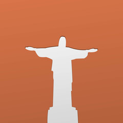 Fototapeta na wymiar Silhouette of a statue to Jesus Christ in Rio de Janeiro