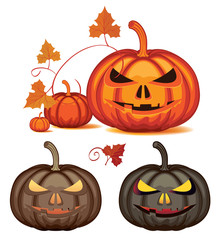 set of pumpkins for Halloween