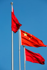 Three Chinese national flag in Shanghai