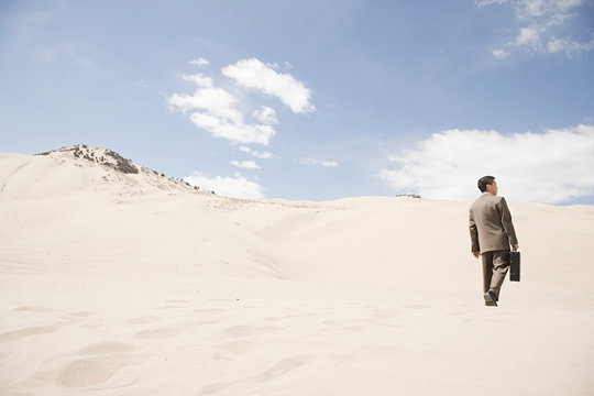 Businessman in desert