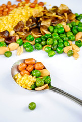 bean variety on spoon