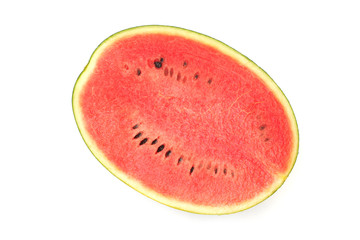 half piece of watermelon on white background
