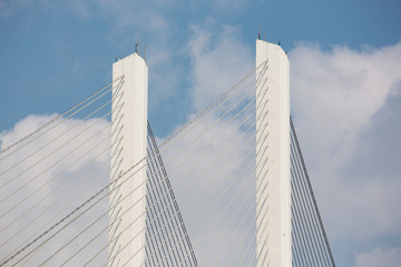 Detail of a suspension bridge in Shanghai