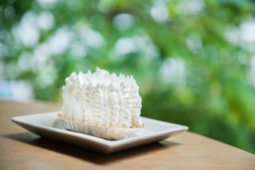 White chocolate on plate