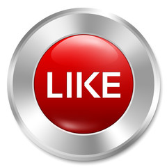Like button. Rate icon. Vector red round sticker.