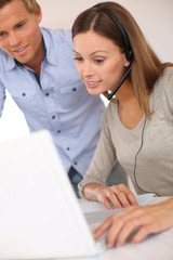 Business team calling client on the phone