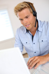 Smiling attractive customer service representative