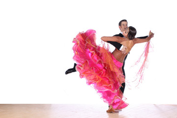 Latino dancers in ballroom isolated on white background