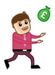 Trying to Catch Money - Business Cartoon