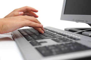 businessman hands typing on keyboard