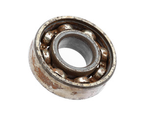 Rusty ball bearing isolated on white background