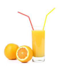 Orange and glass of juice