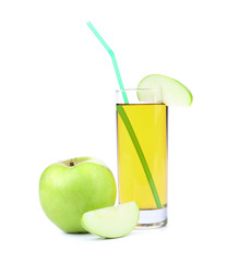 Green apple with juice.