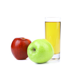 Red and green apples with juice