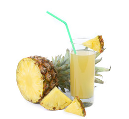Pineapple juice isolated on white