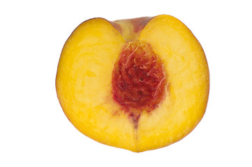 Peach cut through and isolated in white
