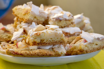 Slice apple pie on a plate