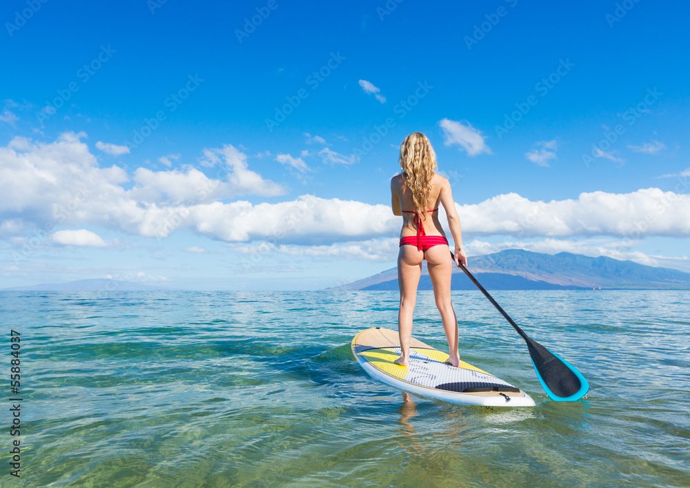 Poster Woman on Stand Up Paddle Board