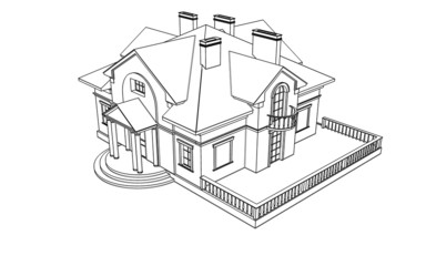 drawing, sketch of a house